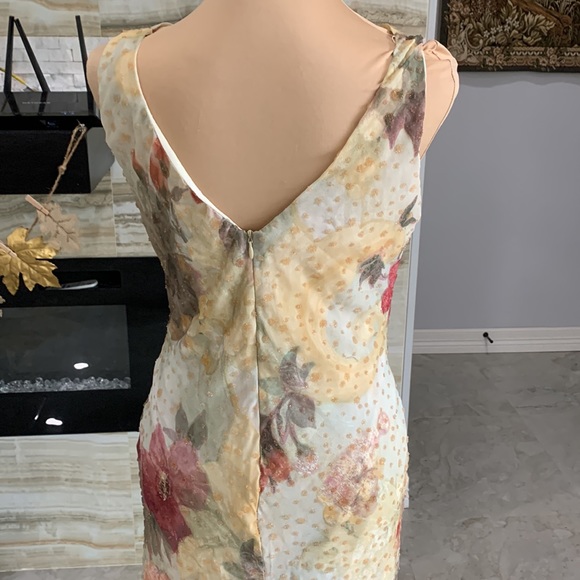 Jeffery & Dara Evening by Tom Barra Long Elegant Cream Floral Dress. Size 8 - Picture 7 of 15